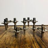 Modular chrome metal candle holders by Nagel & Stoffi. Set of 4