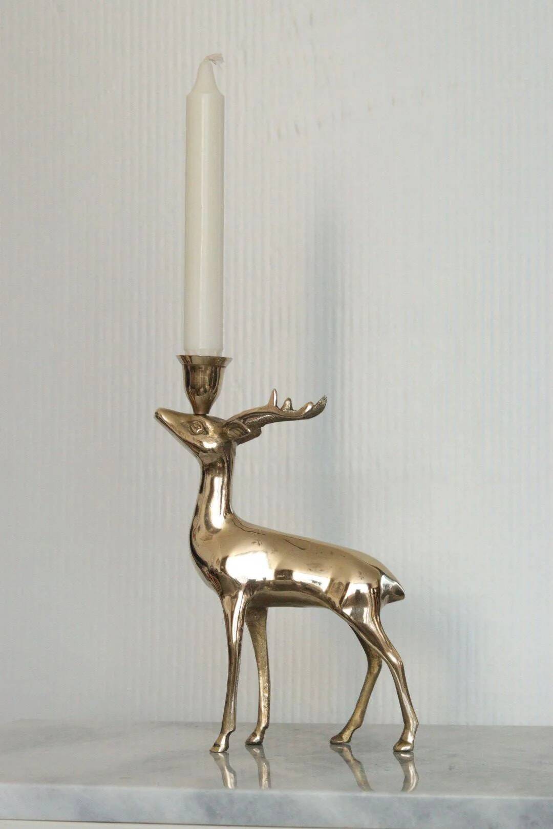 Vintage brass stag candlestick holder