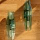 Pair of Veca wall lamps in blue/green tinted glass 1970