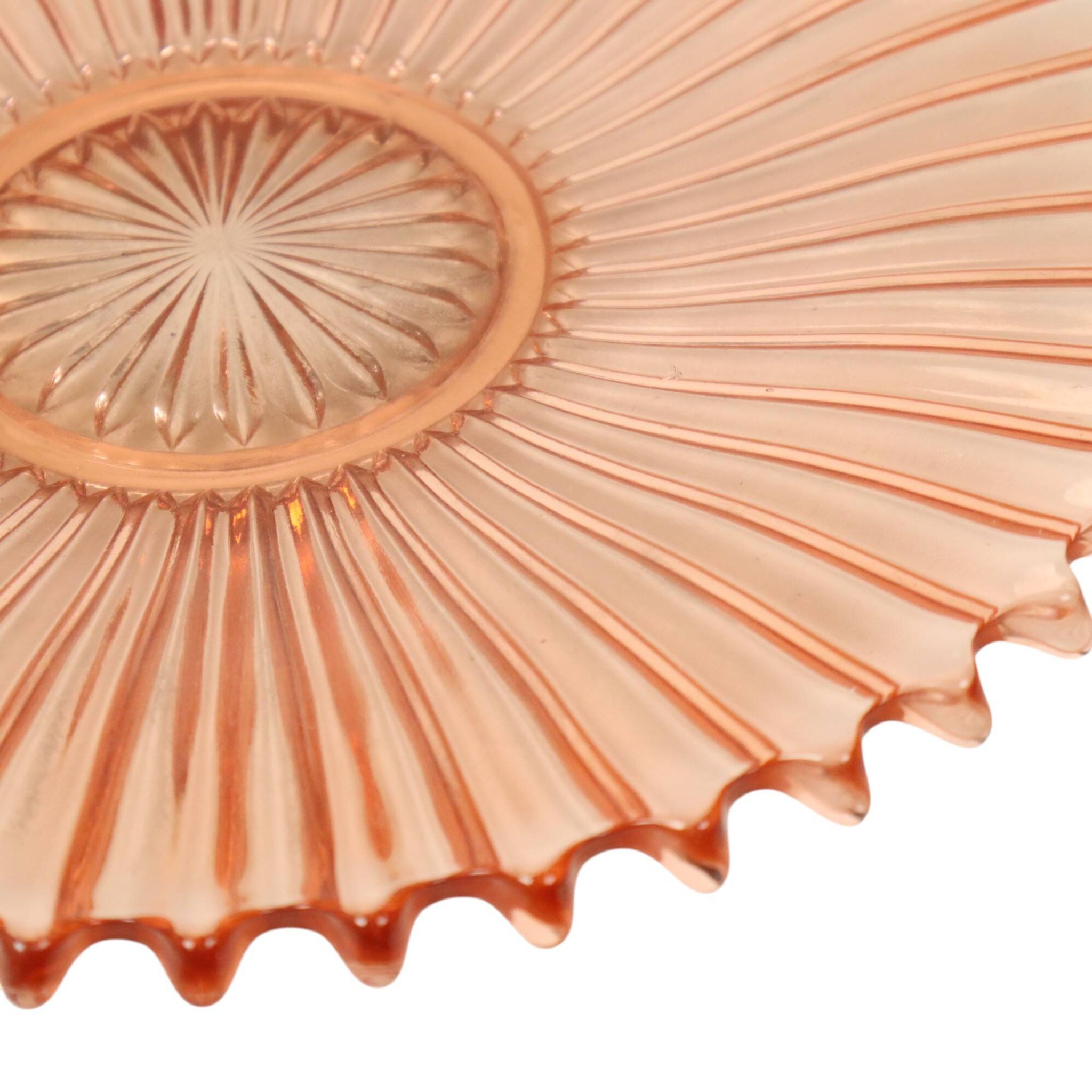 Art Deco Fruit Bowl Pink Pressed Glass Depression Glass 30cm