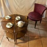 pedestal table, walnut side table
