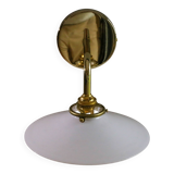 White opaline wall light - brass socket and metal support