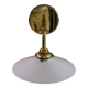 White opaline wall light - brass socket and metal support