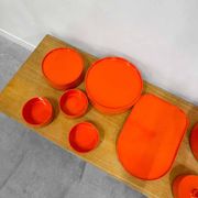 Vintage "Max" orange plastic dinnerware set 1964