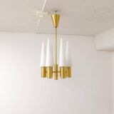 Midcentury brass and opaline ceiling lamp by Hans-Agne Jakobsson, Sweden, 1950s.