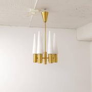 Midcentury brass and opaline ceiling lamp by Hans-Agne Jakobsson, Sweden, 1950s.