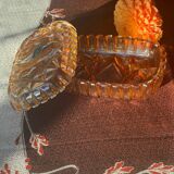 Boîte vintage en cristal ambré Buder