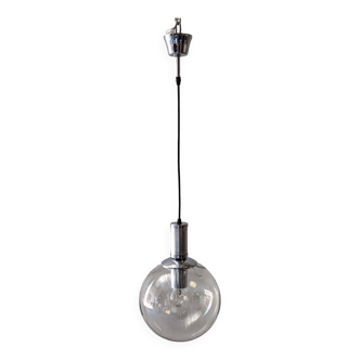 Glass ball pendant light by See Delmas circa 1970