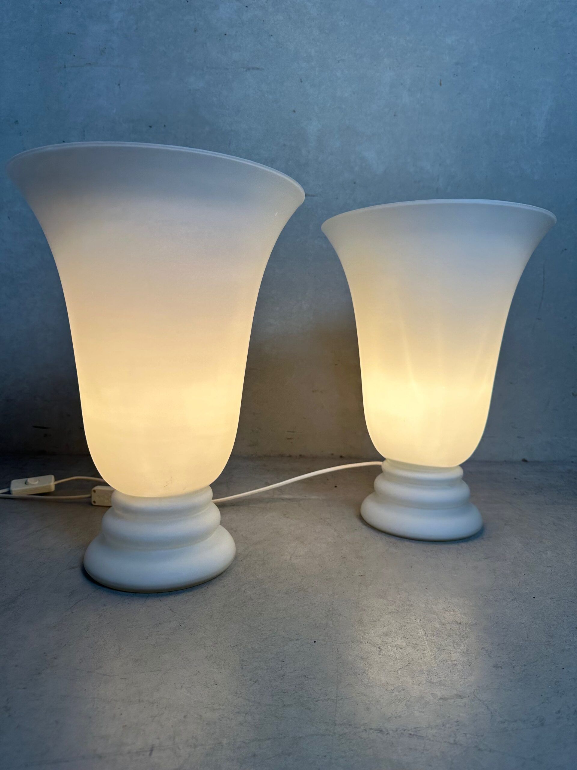 2x vintage opaline vase lamps