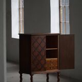 Swedish Grace, Geometric Oak Armoire, Thysells Furniture, Art Deco, 1940s