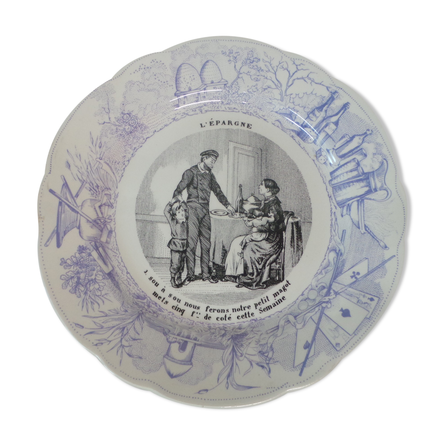 Assiette décorative dicton sarreguemines