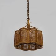 Ancienne suspension en rotin et cannage. Vintage années 60 70