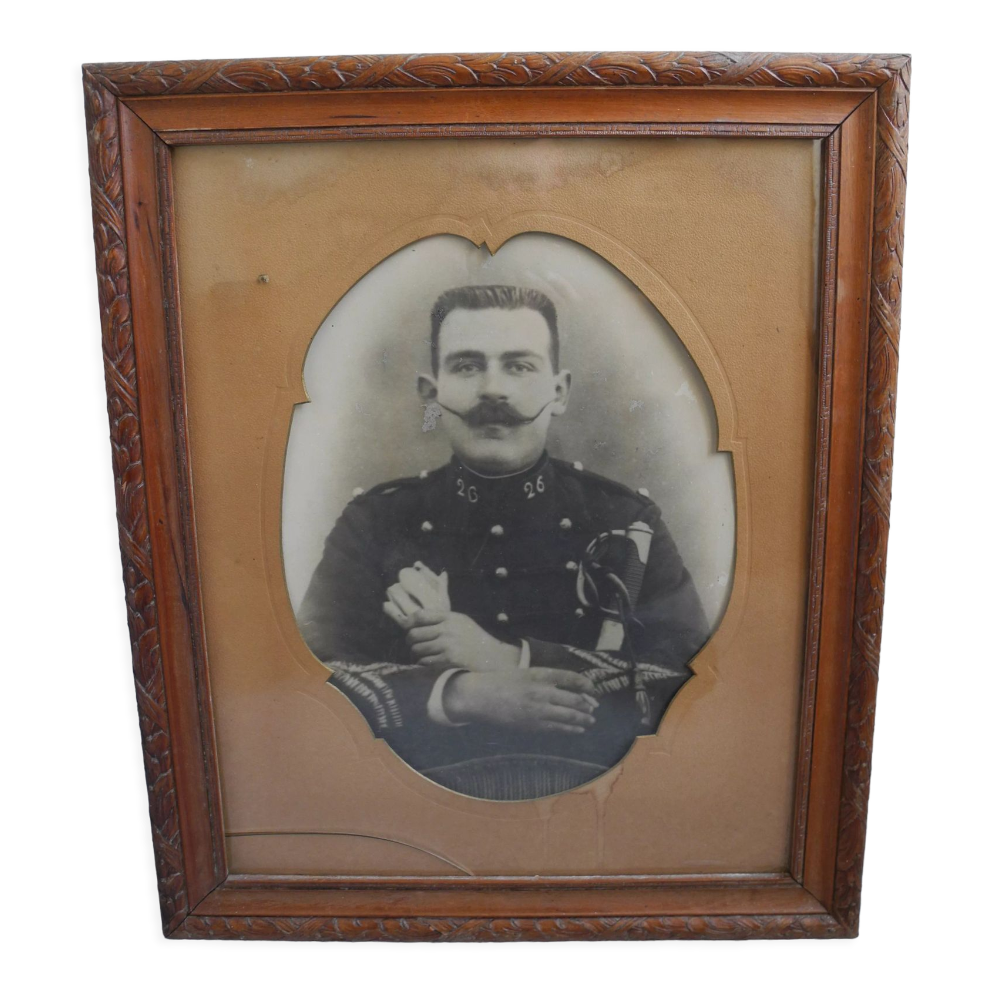 Old photograph soldier portrait, WWI soldier photo