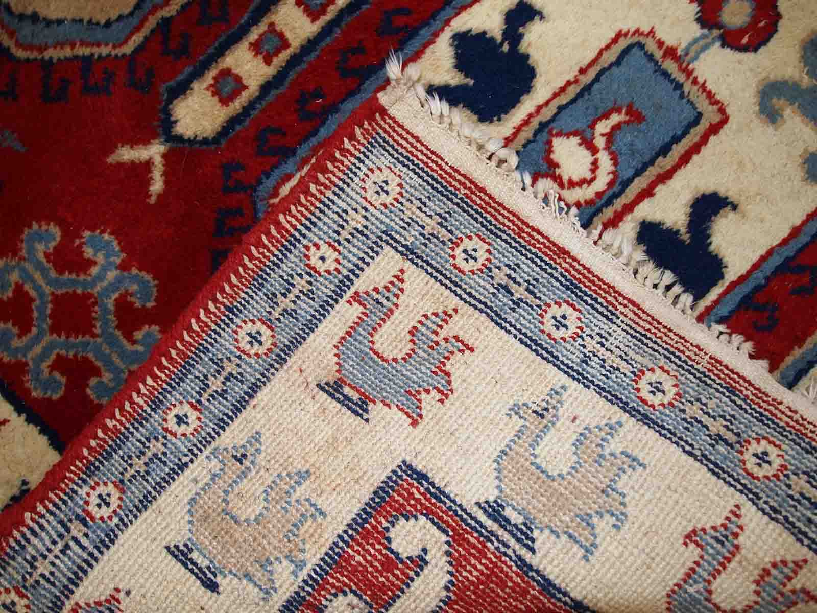 Vintage caucasian kazak handmade carpet 122cm x 185cm 1970s, 1c521