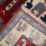 Vintage caucasian kazak handmade carpet 122cm x 185cm 1970s, 1c521