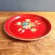 Old Red Plate Signed - Hand-Painted Floral Decoration