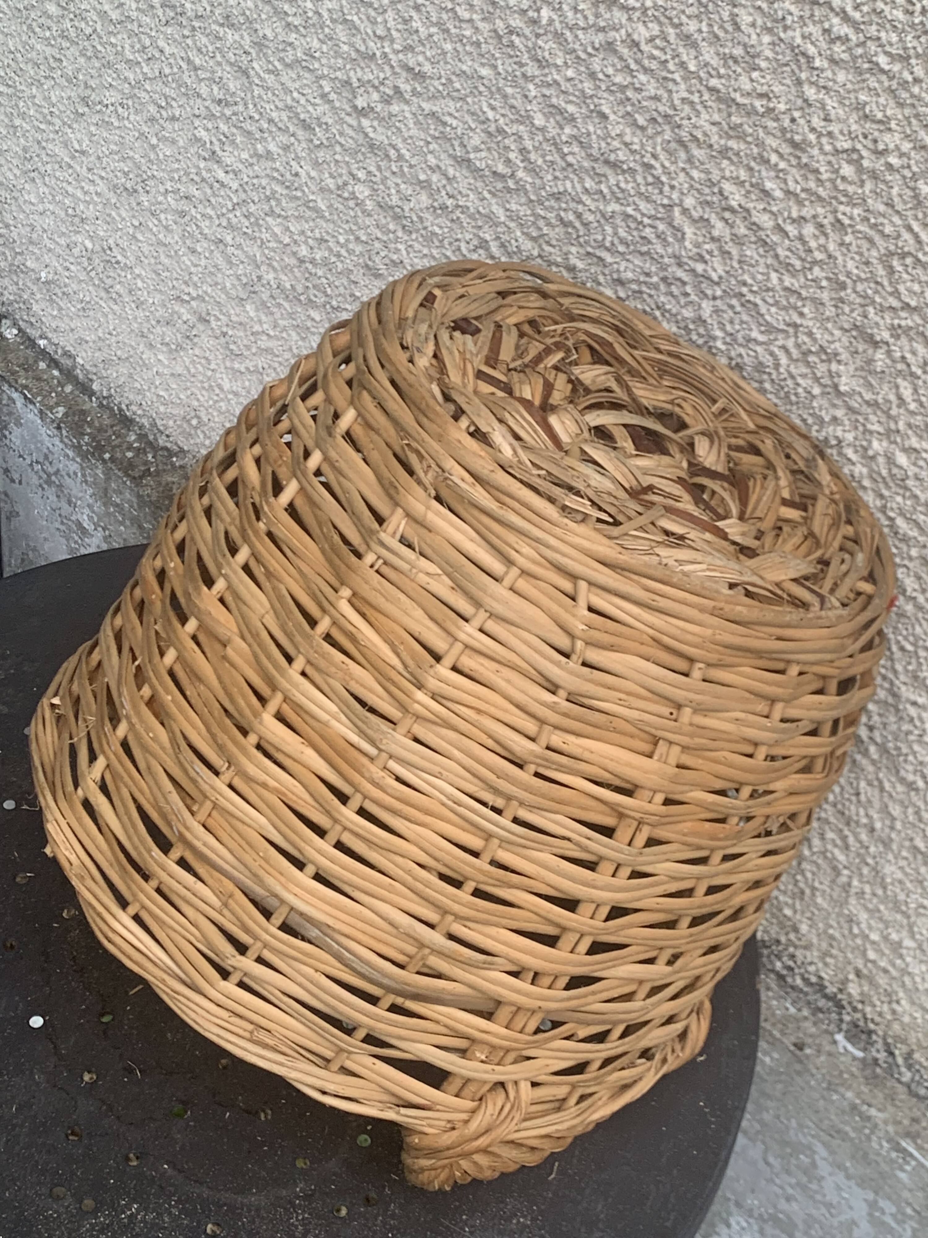 Basket, old Dame Jeanne basket, vintage and artisanal