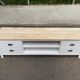 Scandinavian chic country TV unit in solid white and natural wood 160cm