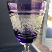 Josephinenhütte - red wine glasses (5) - Art Nouveau - Cut and engraved Crystal Roemer