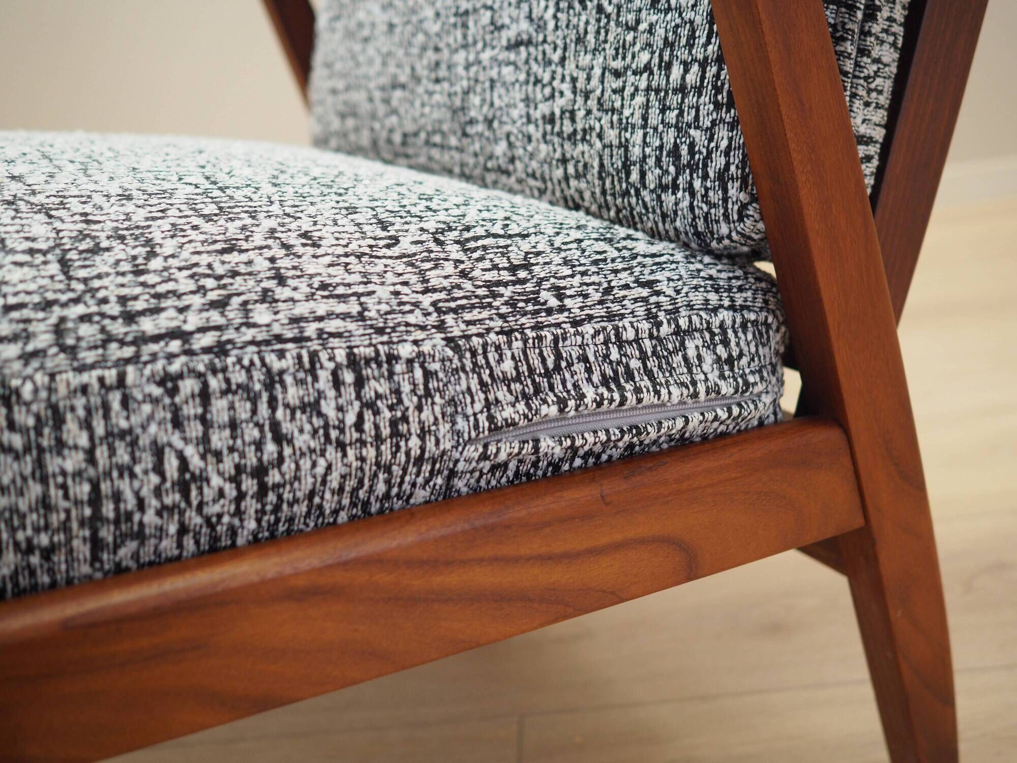 Danish armchair in wood and fabric, 1970s