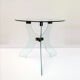 Table basse en cristal biseauté avec joints en bois années 1950