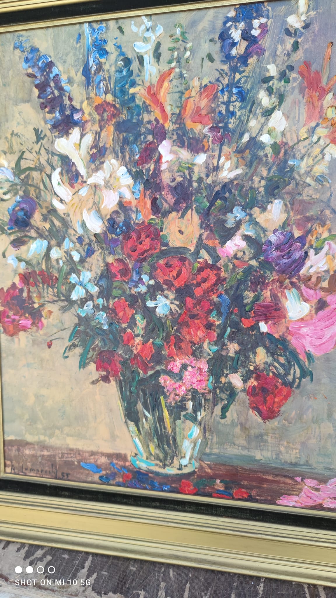 Flower Bouquet Painting by Anton Lamprecht, oil on canvas