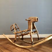 Rattan and bamboo rocking horse