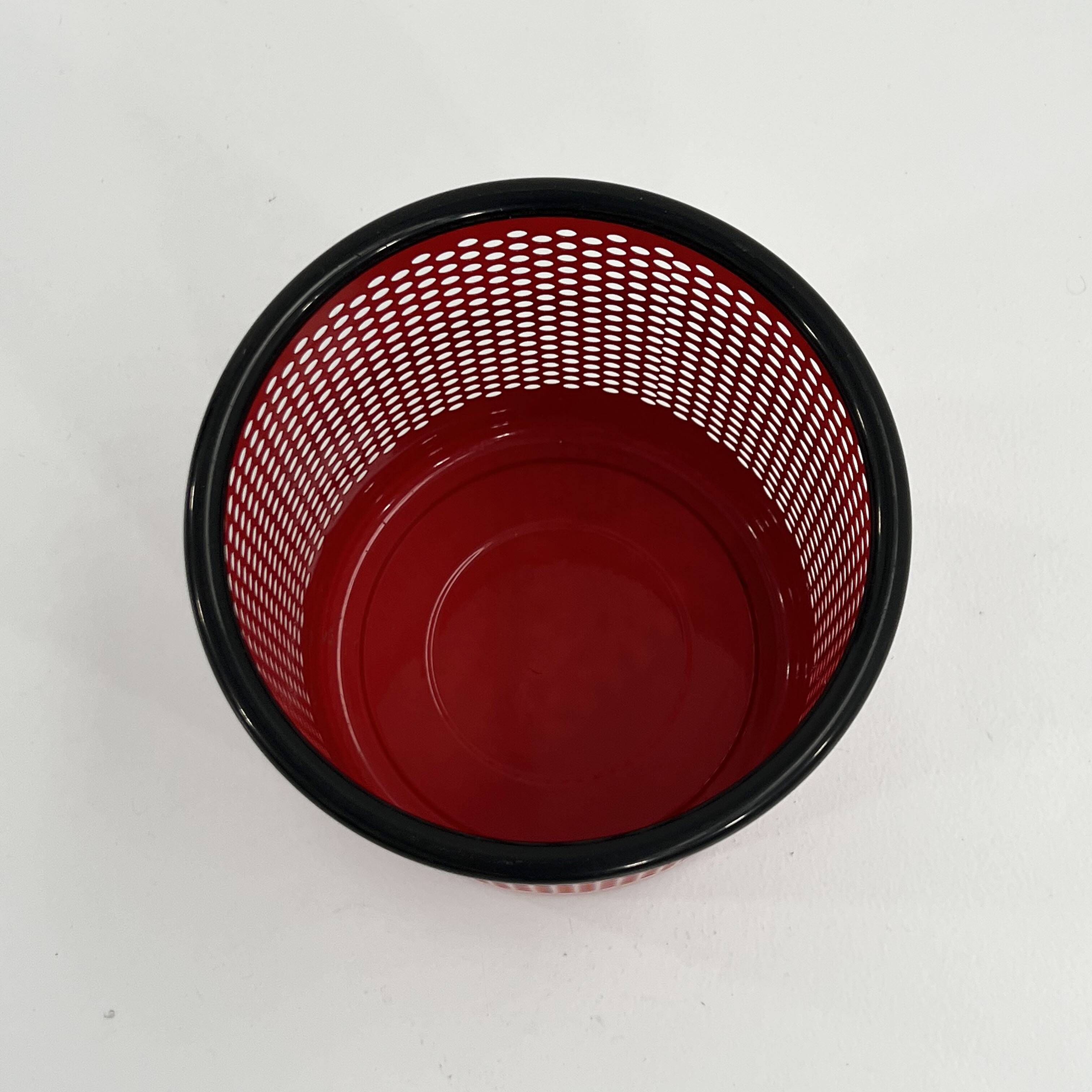 Red metal waste paper basket by R.Barbieri & R. Marianelli for Rexite, 1980