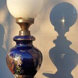 Ceramic lamp birds lyres on midnight blue background Napoleon III