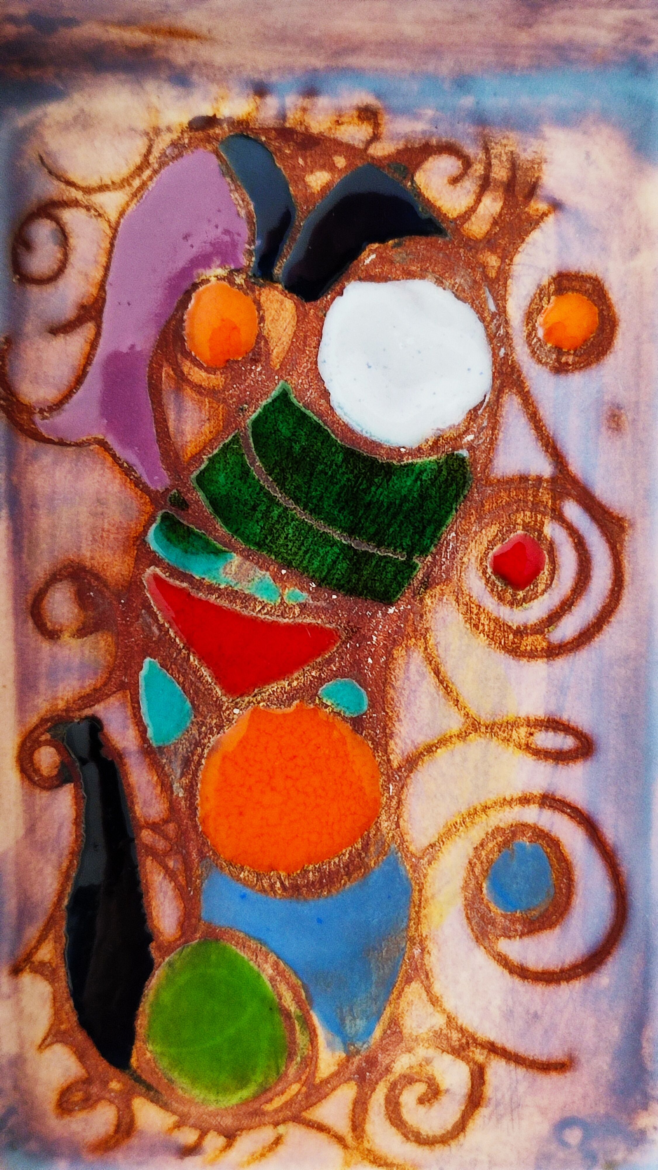 Polychrome presentation dishes of Marie Christine TREINEN (XXth) Vallauris