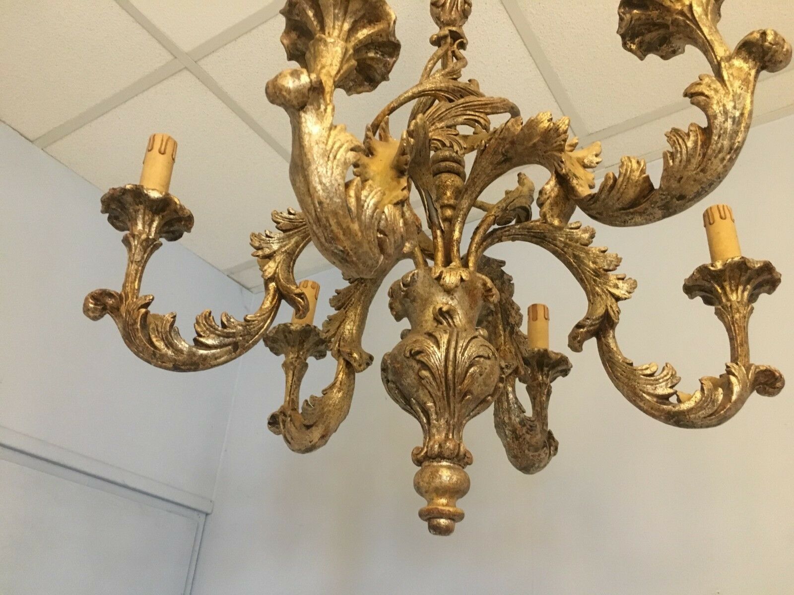 Louis XV Patine style chandelier with ancient Golden Patina Rockery Luster
