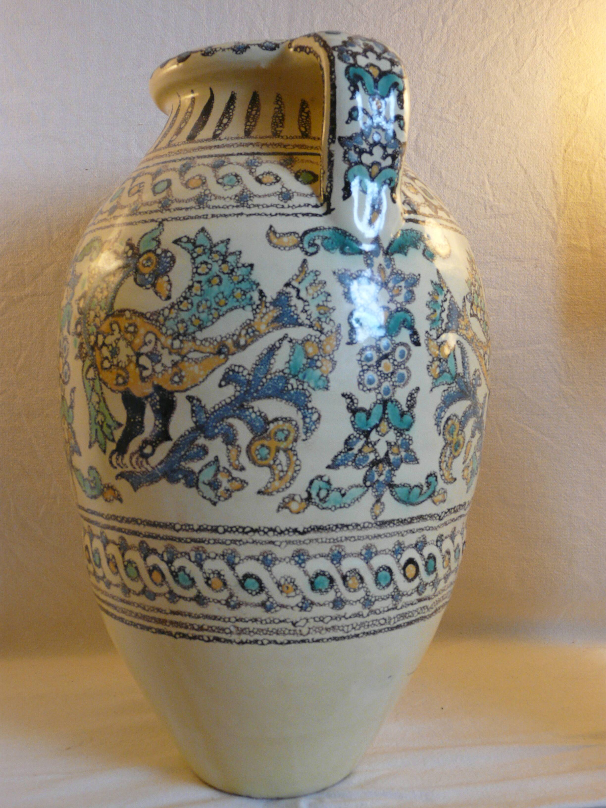 Pierre De Verclos, Maghreb Ceramic Pottery, Tunisia Nabeul, Large Vase