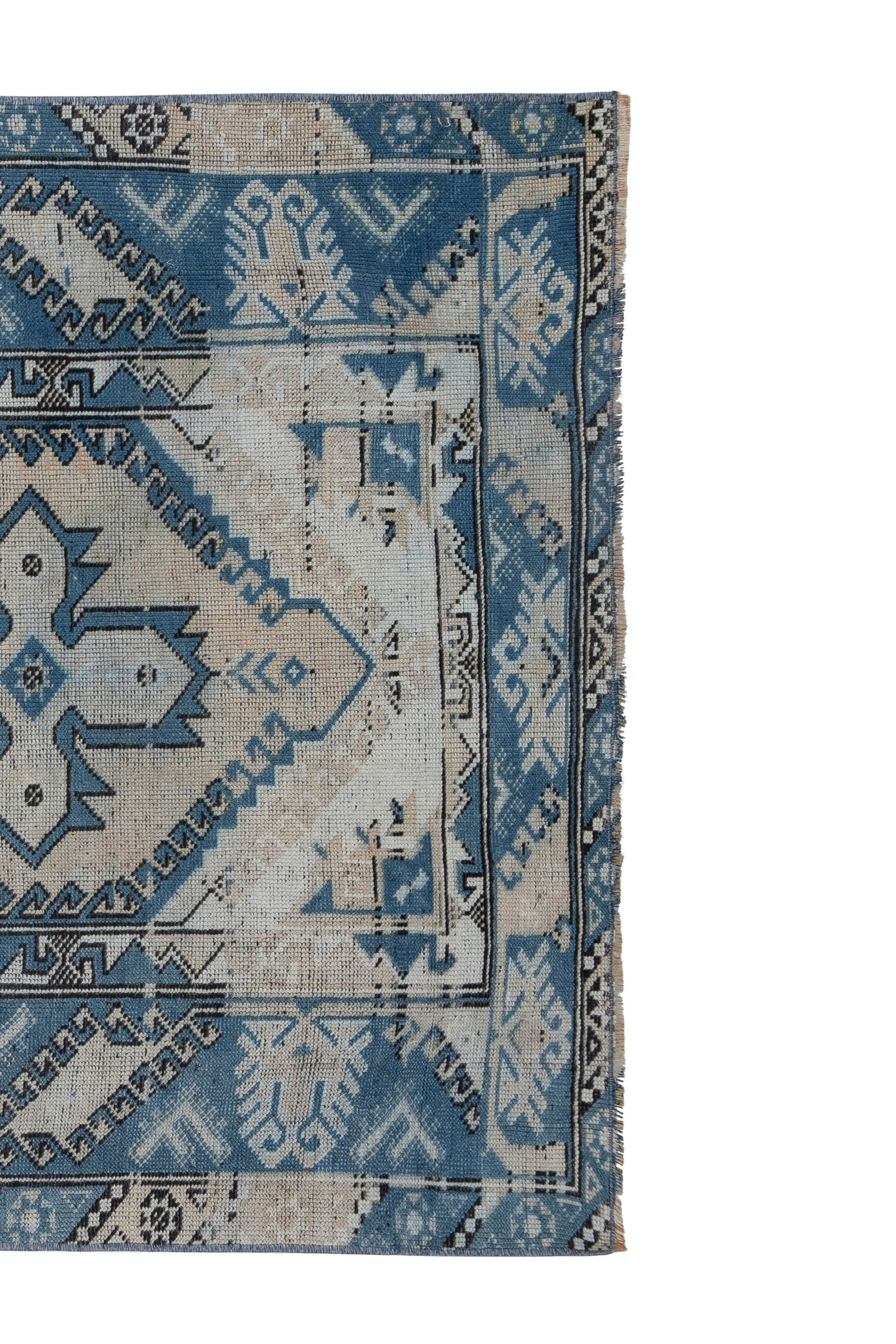 Tapis turc oushak bleu 105 x 175 cm