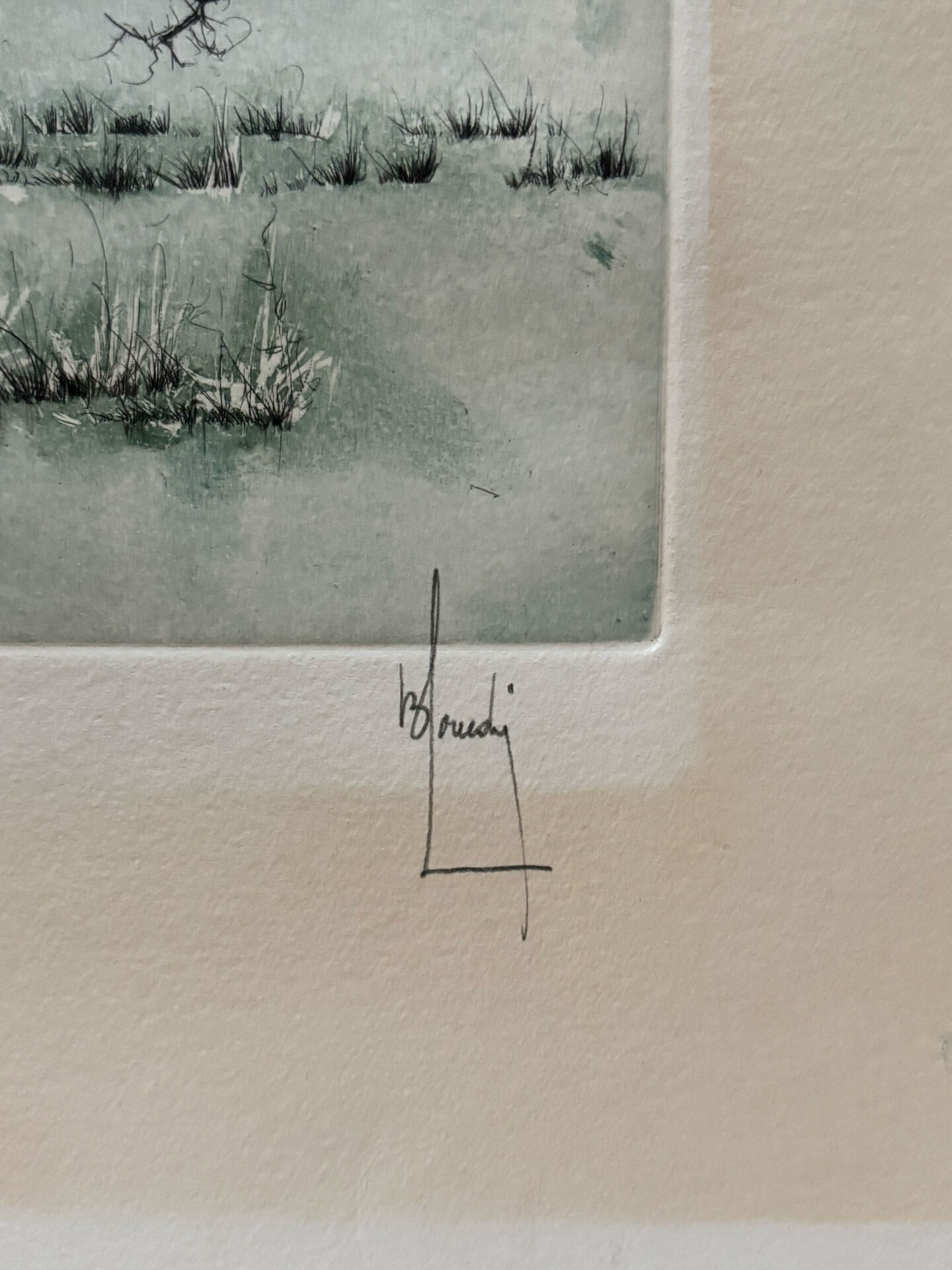 Original Engraving Bernard Louedin 1978 "Thistles of the Marsh" Signed Numbered
