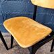 2 vintage chairs in black lacquered wood and yellow/mustard fabric, 1960