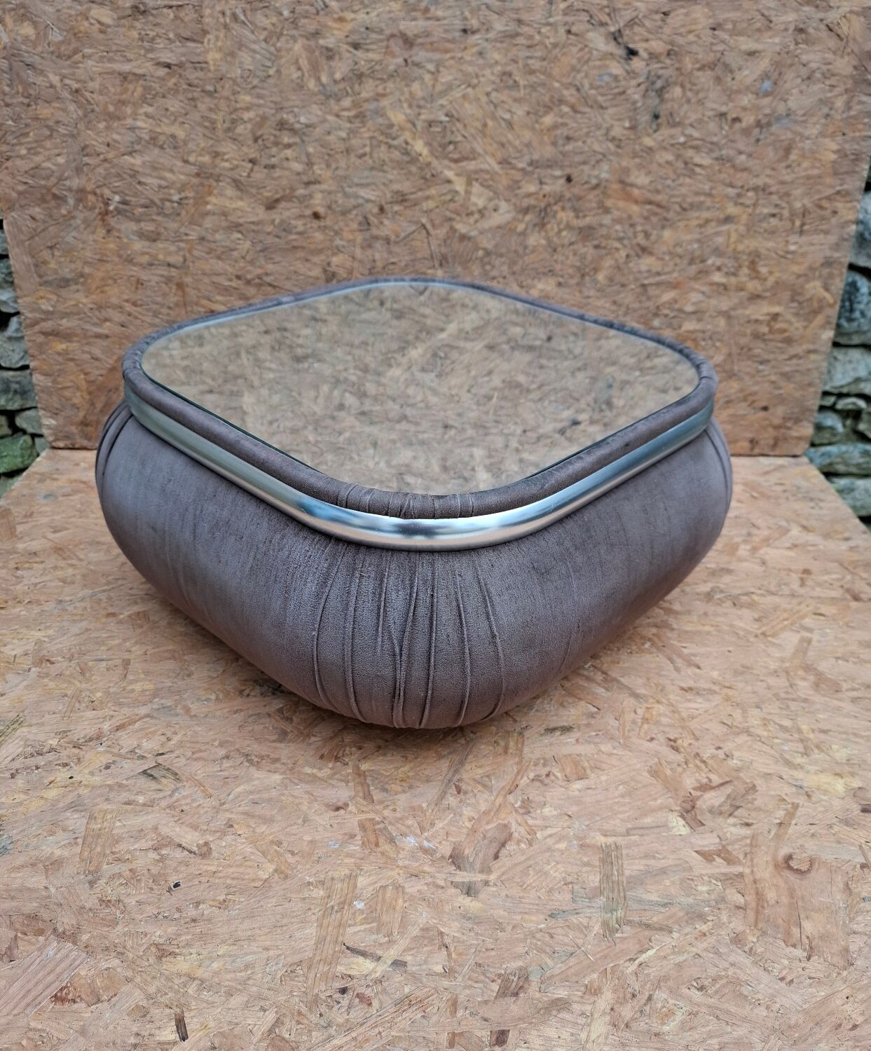 Velvet and mirror coffee table