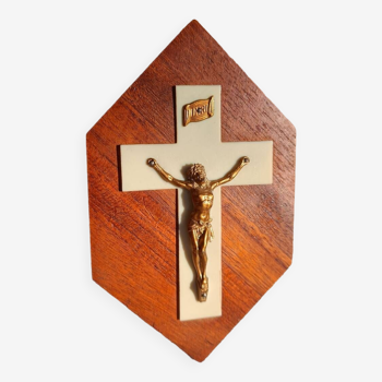 Crucifix en bois et laiton