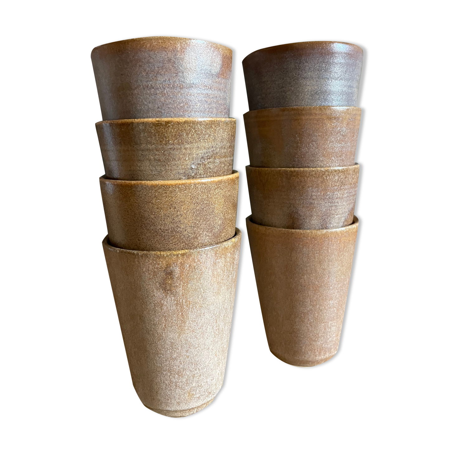 8 vintage stoneware glasses