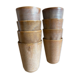 8 vintage stoneware glasses