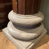 19th Century Italian Architectural Corinthian Wood Columns on Sandstone Plinths, Set of 2