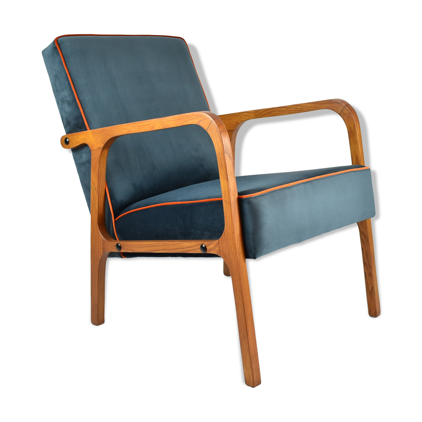Restored vintage armchair model 04-b, 1970s, dark ocean green