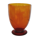 Blown and chiseled crystal vase