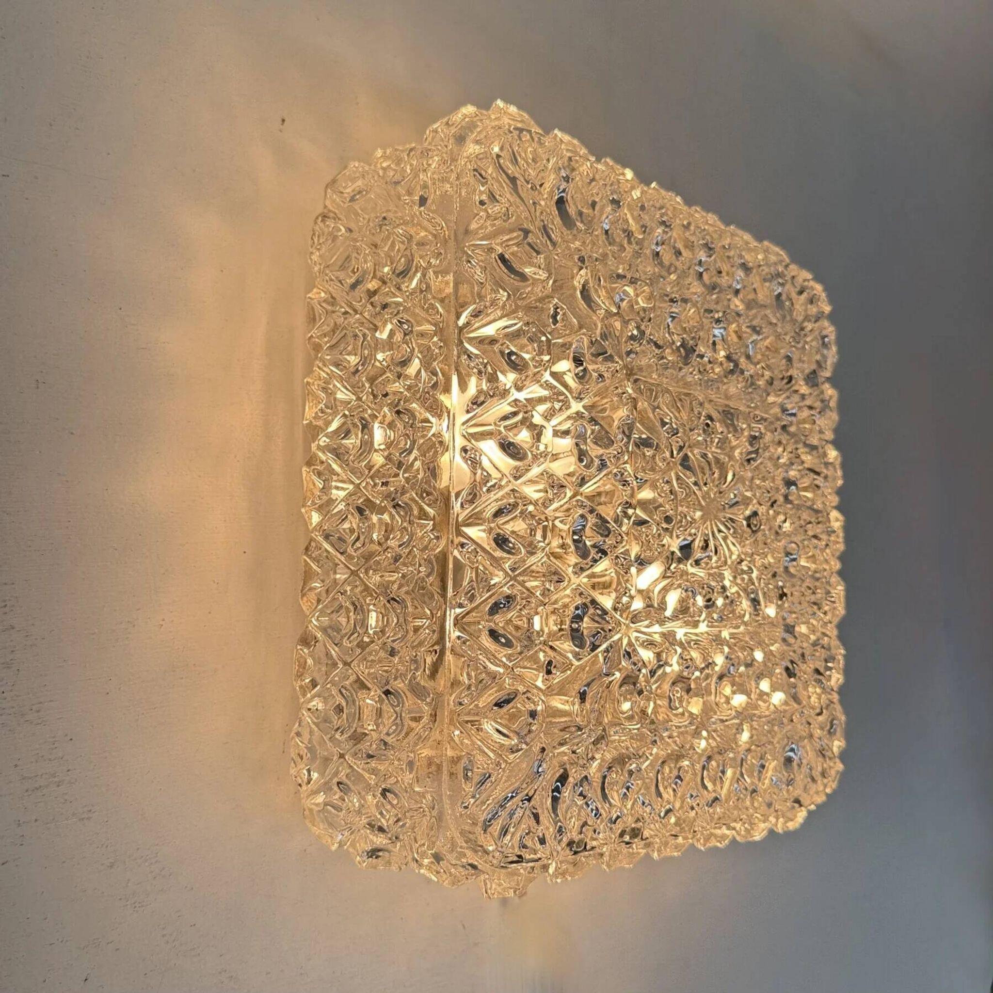 Mid-century crystal wall light / ceiling light by Limburg Glashütte, 1970s Germany