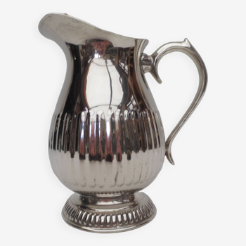 silver metal pitcher, filter spout, with handle