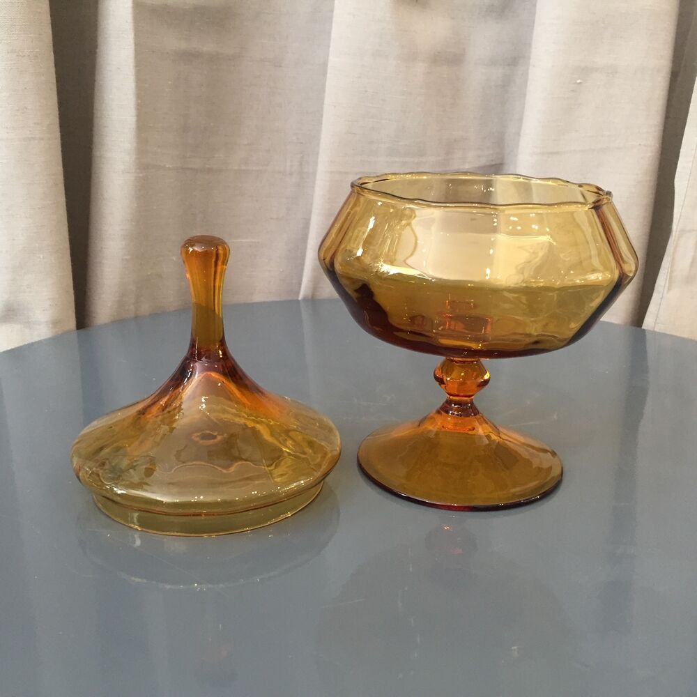 Amber glass candy or standing cup