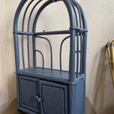 Blue rattan shelf
