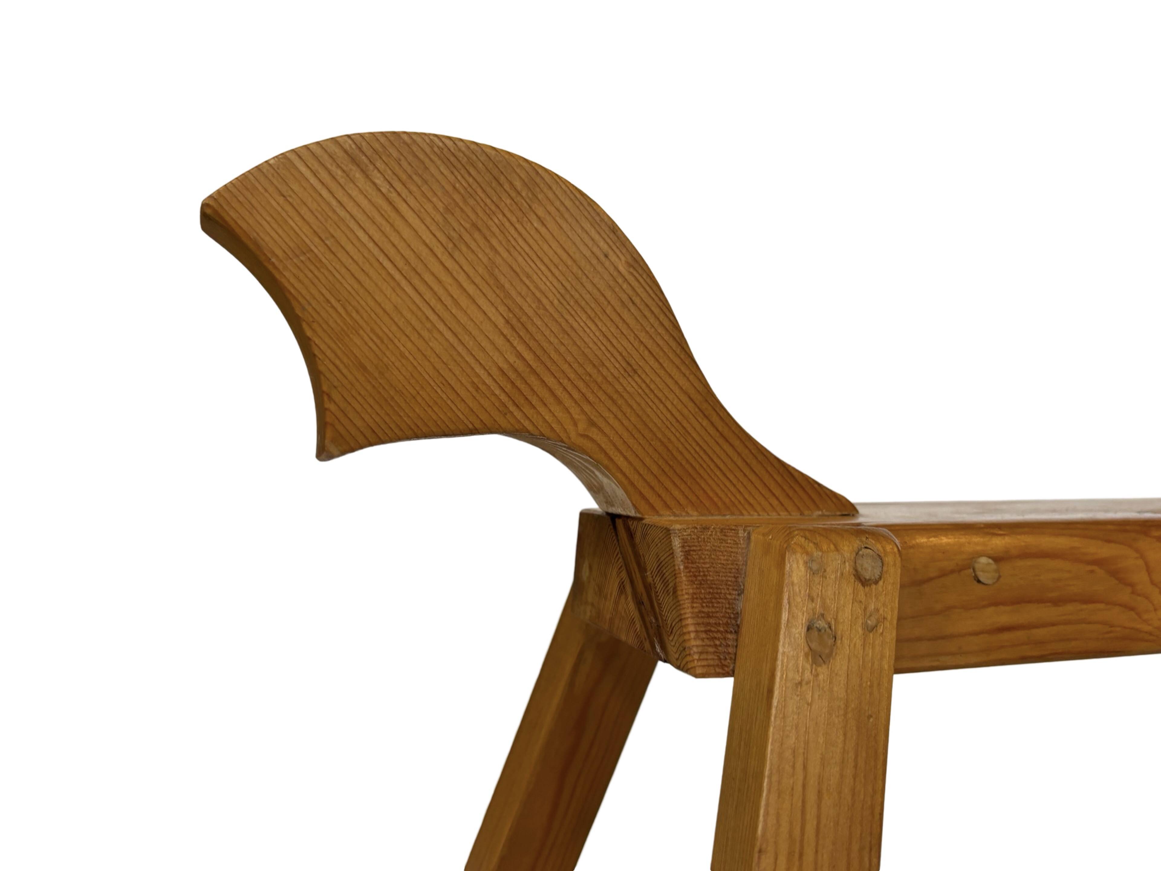 Vintage rocking horse 60s pinewood design minimalist design