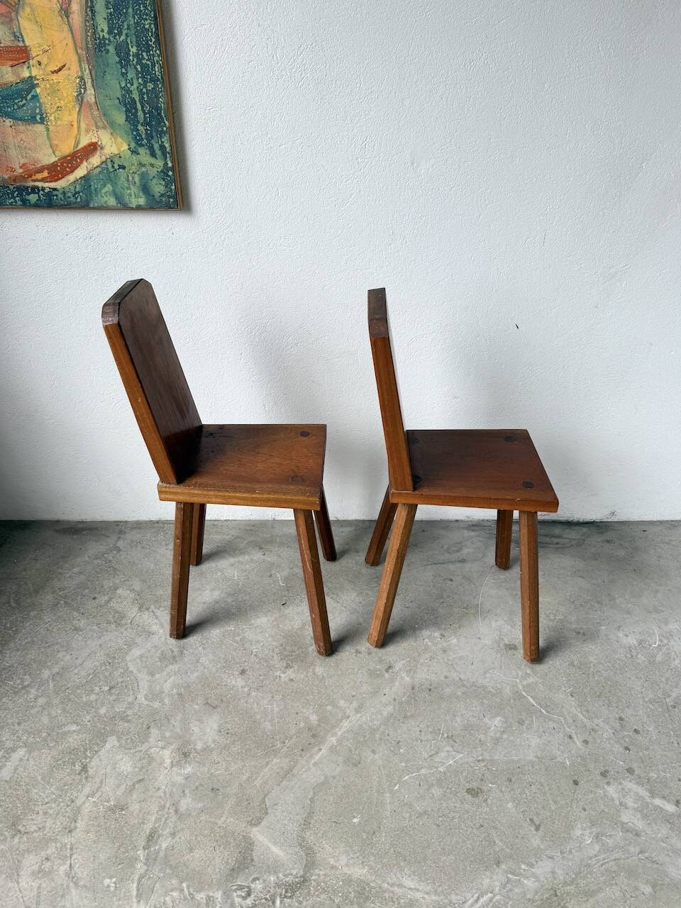 Paire de chaises brutaliste en chêne 1950