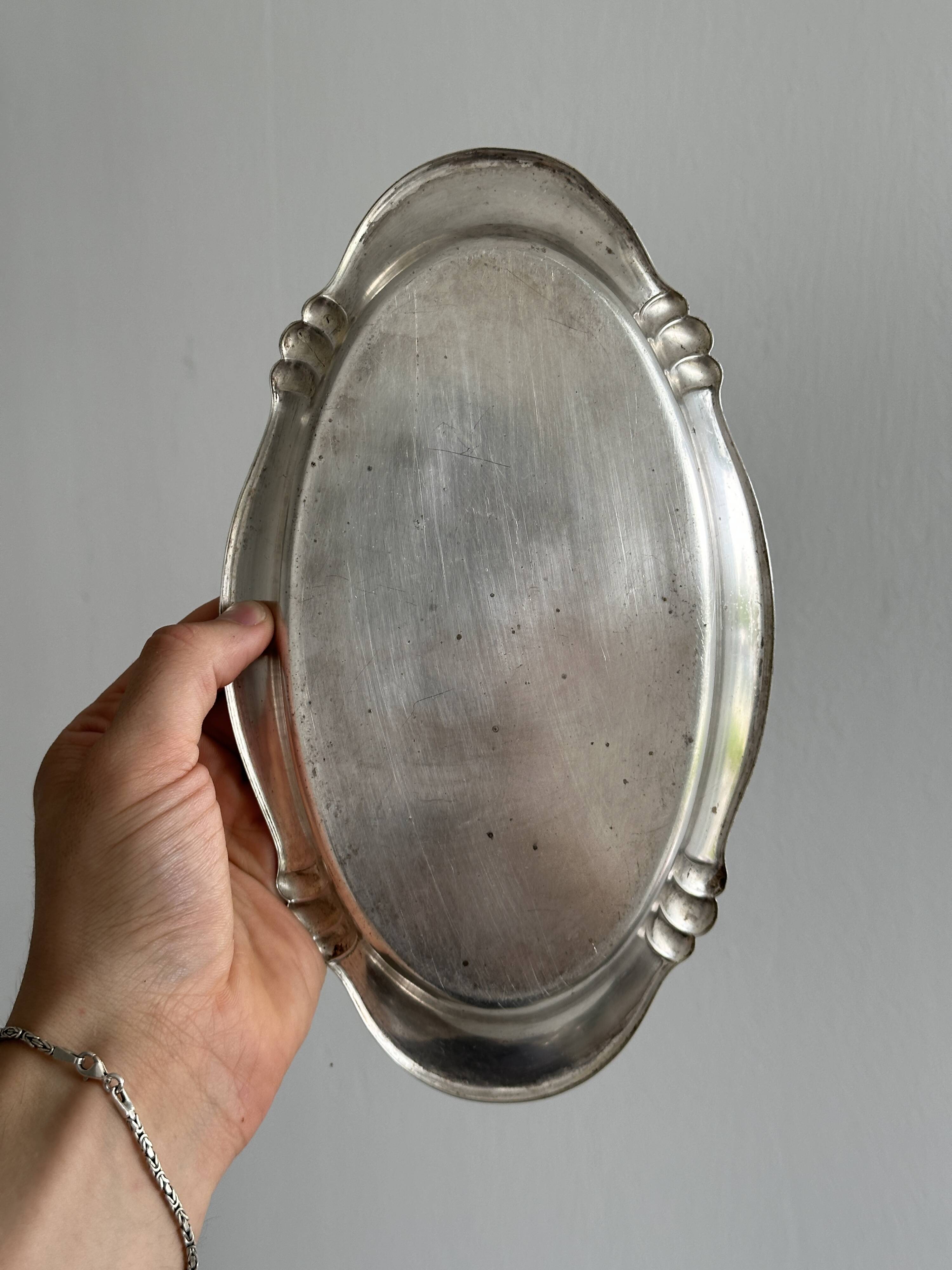Small vintage tray in silver-plated light metal