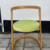 Mid century pine half circle chair